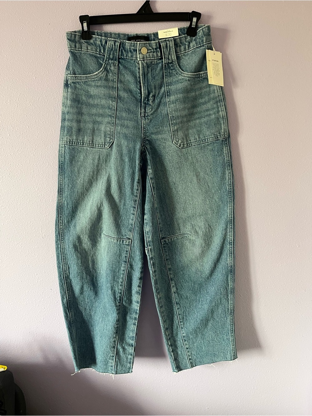 High-Rise Straight-Leg Jeans in Washed Green